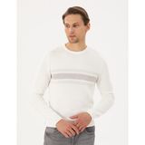 Pierre Cardin Erkek Ekru Slim Fit Bisiklet Yaka Triko Kazak 50296875-VR019 - 2XL