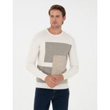 Pierre Cardin Erkek Ekru Slim Fit Bisiklet Yaka Triko Kazak 50300541-VR019