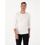 Pierre Cardin Erkek Ekru Slim Fit Bisiklet Yaka Triko Kazak 50315717-VR019 - XL