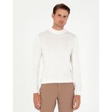 Pierre Cardin Erkek Ekru Slim Fit Çeyrek Yaka Basic Triko Kazak 50296613-VR019