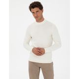 Pierre Cardin Erkek Ekru Slim Fit Çeyrek Yaka Triko Kazak 50315728-VR019