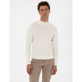 Pierre Cardin Erkek Ekru Slim Fit Çeyrek Yaka Triko Kazak 50315751-VR019 - 2XL