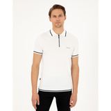 Pierre Cardin Erkek Ekru Slim Fit Fermuarlı Polo Yaka Yün Karışımlı Triko Tişört 50296436-VR019 - 2XL