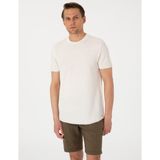 Pierre Cardin Erkek Ekru Slim Fit Keten Karışımlı Bisiklet Yaka Triko Tişört 50305973-VR019 - 3XL