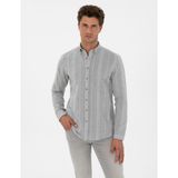 Pierre Cardin Erkek Gri Çizgili Regular Fit Desenli Gömlek 50312373-VR024