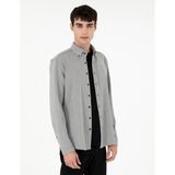 Pierre Cardin Erkek Gri Çizgili Regular Fit Uzun Kollu Gömlek 50293947-VR024 - 2XL