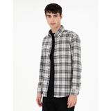 Pierre Cardin Erkek Gri Ekose Regular Fit Uzun Kollu Gömlek 50292888-VR024