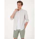 Pierre Cardin Erkek Gri Esnek Slim Fit Çizgili Uzun Kollu Gömlek 50307162-VR024 - 2XL