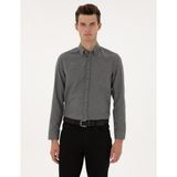 Pierre Cardin Erkek Gri Flanel Dokulu Slim Fit Uzun Kollu Gömlek 50316751-VR024 - 2XL