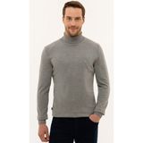 Pierre Cardin Erkek Gri Melanj Slim Fit Balıkçı Yaka Basic Triko Kazak 50227090-VR086 - 2XL