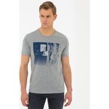Pierre Cardin Erkek Gri Melanj Slim Fit Bisiklet Yaka Tişört 50241511-VR086 - XXL