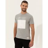 Pierre Cardin Erkek Gri Melanj Slim Fit Bisiklet Yaka Tişört 50249352-VR091 - XL - Açık Gri Melanj