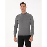 Pierre Cardin Erkek Gri Melanj Slim Fit Çeyrek Yaka Basic Triko Kazak 50315456-VR086 - XL
