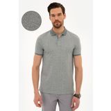 Pierre Cardin Erkek Gri Melanj Slim Fit Polo Yaka T-Shirt