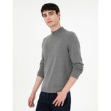 Pierre Cardin Erkek Gri Melanj Slim Fit Yarım Balıkçı Yaka Basic Triko Kazak 50296548-VR086