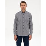 Pierre Cardin Erkek Gri Regular Fit Çizgili Uzun Kollu Gömlek 50316710-VR024 - XL