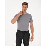 Pierre Cardin Erkek Gri Regular Fit Kalın Dokulu Bisiklet Yaka Basic Tişört 50308037-VR024