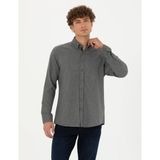 Pierre Cardin Erkek Gri Regular Fit Uzun Kollu Gömlek 50275625-VR024 - S