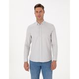 Pierre Cardin Erkek Gri Regular Fit Uzun Kollu Gömlek 50311487-VR024 - S