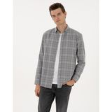 Pierre Cardin Erkek Gri Regular Fit Uzun Kollu Gömlek 50312371-VR024 - S