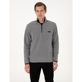 Pierre Cardin Erkek Gri Regular Fit Yarım Fermuarlı Polar Sweatshirt 50314056-VR024 - 2XL