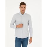 Pierre Cardin Erkek Gri Slim Fit Uzun Kollu Gömlek 50291042-VR024 - 3XL