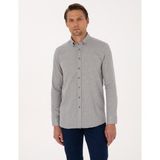 Pierre Cardin Erkek Gri Slim Fit Uzun Kollu Gömlek 50316768-VR024 - 2XL