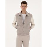 Pierre Cardin Erkek Gri Suni Deri Ceket 50318155-570 - Taş - Dropsuz - 54