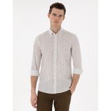 Pierre Cardin Erkek Haki Çizgili Slim Fit Uzun Kollu Gömlek 50304595-VR027