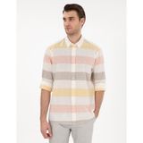 Pierre Cardin Erkek Haki Keten Karışımlı Regular Fit Uzun Kollu Gömlek 50303448-VR027