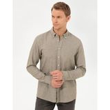 Pierre Cardin Erkek Haki Regular Fit Uzun Kollu Gömlek 50249667-VR027 - S