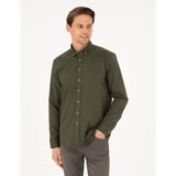 Pierre Cardin Erkek Haki Regular Fit Uzun Kollu Gömlek 50292553-VR027 - S