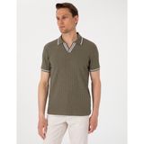 Pierre Cardin Erkek Haki Slim Fit Örme Dokulu Polo Yaka Tişört 50310162-VR027