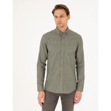 Pierre Cardin Erkek Haki Slim Fit Uzun Kollu Gömlek 50293756-VR027