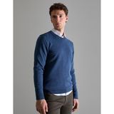 Pierre Cardin Erkek Indigo Melanj Slim Fit Bisiklet Yaka Basic Triko Kazak 50314192-VR155 - İndigo Melanj - 2XL