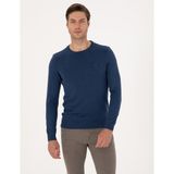 Pierre Cardin Erkek Indigo Melanj Slim Fit Bisiklet Yaka Basic Triko Kazak 50315509-VR155 - İndigo Melanj