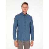 Pierre Cardin Erkek Indigo Regular Fit Uzun Kollu Gömlek 50292553-VR028 - S - İndigo