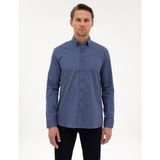 Pierre Cardin Erkek Indigo Regular Fit Uzun Kollu Gömlek 50311308-VR028 - 2XL - İndigo