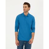 Pierre Cardin Erkek Indigo Slim Fit Basic Sweatshirt 50294438-VR028 - İndigo - 2XL