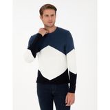 Pierre Cardin Erkek İndigo Slim Fit Bisiklet Yaka Triko Kazak 50296437-VR028 - 3XL