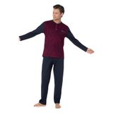 PIERRE CARDIN Erkek Jakarlı 2li Uzun kol Pijama Takım -Kutulu CH.6.111.C0-BORDO-M