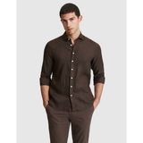 Pierre Cardin Erkek Kahverengi %100 Keten Regular Fit Uzunkollu Gömlek 50320945-VR084 - Koyu Kahverengi