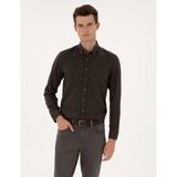 Pierre Cardin Erkek Kahverengi Flanel Dokulu Slim Fit Uzun Kollu Gömlek 50316751-VR029 - 2XL
