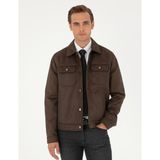 Pierre Cardin Erkek Kahverengi Gömlek Yaka Suni Deri Ceket 50300520-400 - 58 - Dropsuz