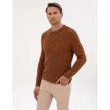 Pierre Cardin Erkek Kahverengi Regular Fit Bisiklet Yaka Triko Kazak 50315721-VR040 - XL