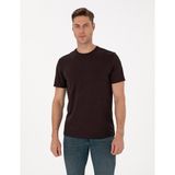 Pierre Cardin Erkek Kahverengi Regular Fit Kalın Dokulu Bisiklet Yaka Basic Tişört 50308037-VR084 - Koyu Kahverengi