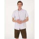 Pierre Cardin Erkek Kahverengi Regular Fit Kısa Kollu Ekose Gömlek 50304523-VR197 - Sütlü Kahve