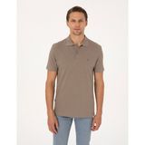 Pierre Cardin Erkek Kahverengı Slim Fit Basic Tişört 50325323-VR241 - Vizon - 2XL