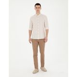 Pierre Cardin Erkek Kahverengi Slim Fit Beli Lastikli İpli Kanvas Pantolon 50285534-VR197 - Sütlü Kahve - 36 - 30