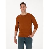 Pierre Cardin Erkek Kahverengi Slim Fit Bisiklet Yaka Basic Triko Kazak 50315509-VR040 - XL